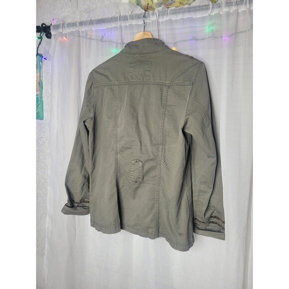 Maurices Cotton safari jacket with embroidered details womens large olive green - Picture 4 of 4
